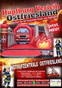 feuerwehr hüpfburg mit rutsche ,Hüpfburg Verleih Ostfriesland , Events für Kinder & Privat Veranstaltungen